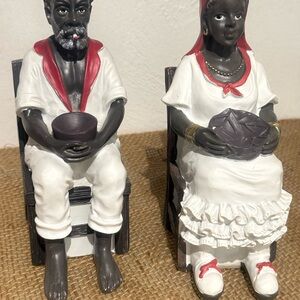 Ceramic Figurine Set in White and Red